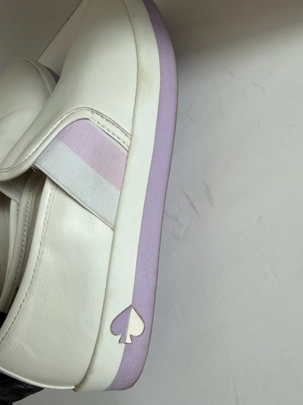 kate spade White Slip-On Leather Sneakers with Pastel Accent
